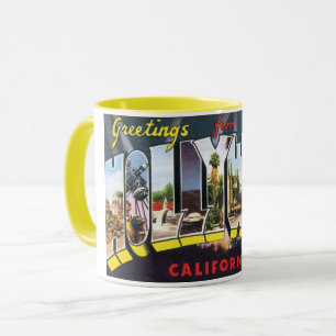 Reise-Grüße aus Hollywood, Kalifornien, im Vintage Tasse