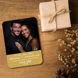 Reise Hochzeit Gold Elegant Save the Date Foto Magnet