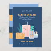 Reise-Hochzeit in Urlaubsort Save the Date Karte (Vorne/Hinten)