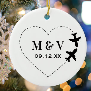Reise-Hochzeit Zwei Flugzeuge bilden ein modernes Keramik Ornament