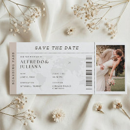 Reise-Hochzeits-Einladung im Flugschein-Design Save The Date