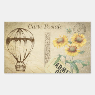 Reise-HotAir-Ballon-Postkarte für Scrapbook im Vin Rechteckiger Aufkleber