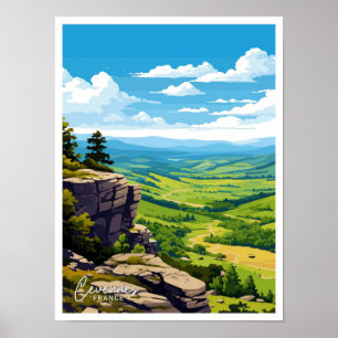 Reise-Illustration im Cevennen-Nationalpark im Vin Poster