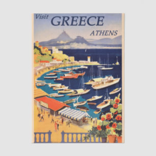 Reise-Illustration im Vintage-Stil Athen, Griechen Seidenpapier
