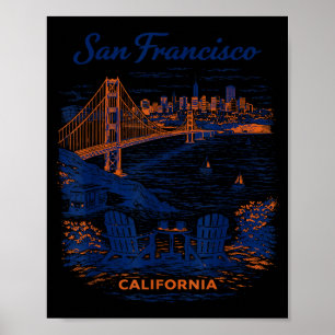 Reise-Illustration im Vintage-Stil für San Francis Poster