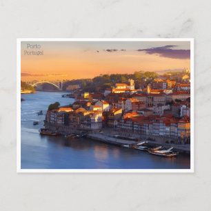 Reise im Retro-Stil nach Porto Portugal Tourismus Postkarte