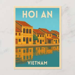Reise im Stil der alten Zeit Hoi An Vietnam Retro  Postkarte