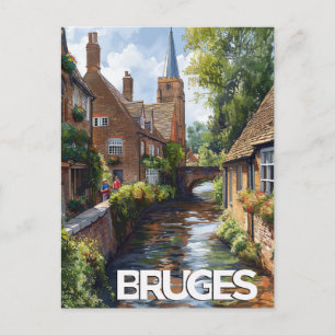 Reise im Stil der alten Zeit nach Brügge Postkarte
