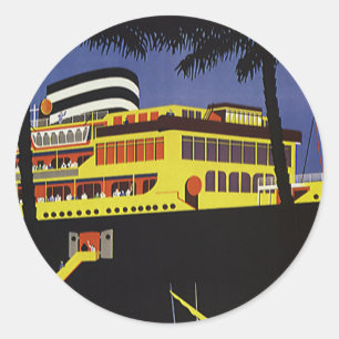 Reise im Stil der Vergangenheit, Art Deco Kreuzfah Runder Aufkleber