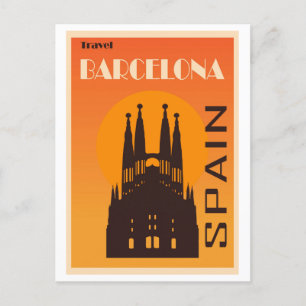 Reise im Stil der Vergangenheit     Barcelona Span Postkarte