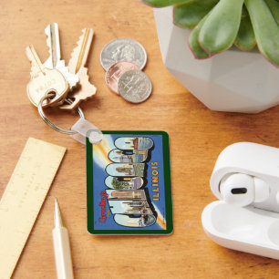 Reise im Stil der Vergangenheit, Grüße aus Chicago Schlüsselanhänger