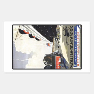 Reise im Stil der Vergangenheit Paris Havre New Yo Rechteckiger Aufkleber