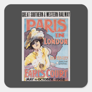 Reise im Stil der Vergangenheit, Paris in London E Quadratischer Aufkleber