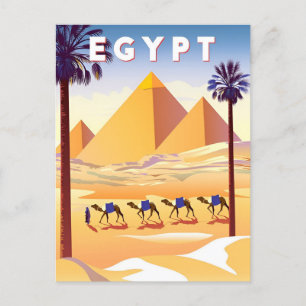Reise im Stil vergangener Zeiten Kairo Ägypten Pyr Postkarte