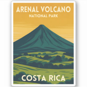 Reise im Vintage-Stil Arenal-Vulkan Costa Rica Lan Aufkleber