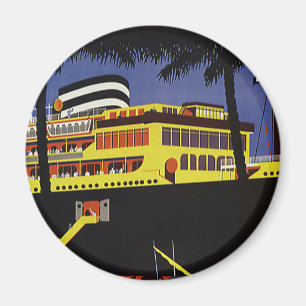 Reise im Vintage-Stil, Art Deco-Kreuzfahrtschiff i Magnet