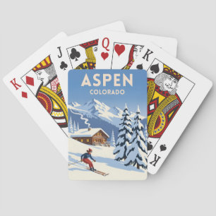 Reise im Vintage-Stil Aspen Colorado Winterskifahr Spielkarten