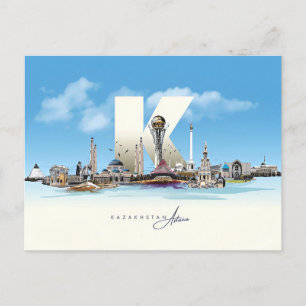 Reise im Vintage-Stil Astana Kasachstan Hazrat Sul Postkarte