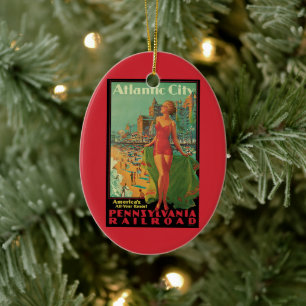 Reise im Vintage-Stil, Atlantic City Resort Strand Keramik Ornament