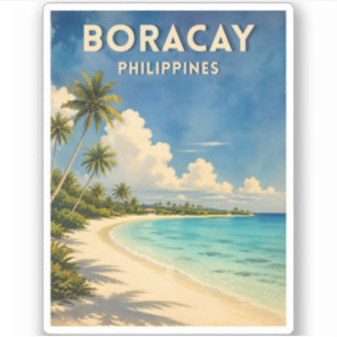 Reise im Vintage-Stil Boracay Philippinen Retro-St Aufkleber