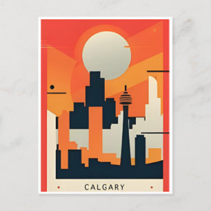 Reise im Vintage-Stil Calgary Alberta Kanada Edmon Postkarte