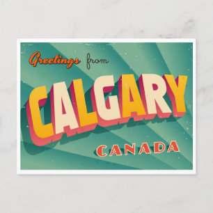 Reise im Vintage-Stil Calgary Alberta Kanada edmon Postkarte