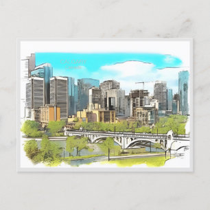 Reise im Vintage-Stil Calgary Alberta Kanada edmon Postkarte