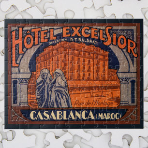 Reise im Vintage-Stil, Casablanca in Marokko, Afri Puzzle
