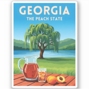 Reise im Vintage-Stil durch Georgia Peach State Re Aufkleber