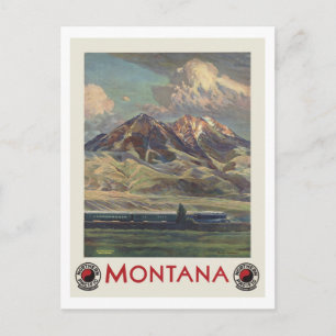 Reise im Vintage-Stil durch Montana mit dem Zug Postkarte