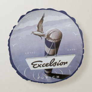 Reise im Vintage-Stil Excelsior Hotel Zürich Schwe Rundes Kissen