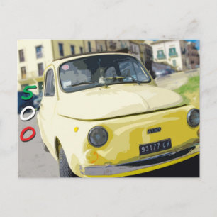 Reise im Vintage-Stil Fiat 500 Cinquecento, Italie Postkarte
