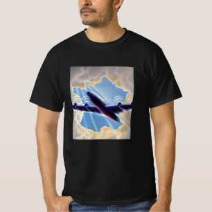 Reise im Vintage-Stil, Flugzeug fliegt durch Wolke T-Shirt