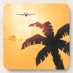 Reise im Vintage-Stil, Flugzeug über Hawaii-Inseln Untersetzer