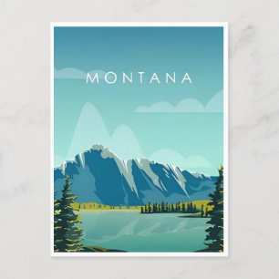 Reise im Vintage-Stil Glacier-Nationalpark Montana Postkarte