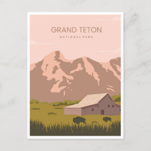 Reise im Vintage-Stil Grand Teton Nationalpark Wyo Postkarte