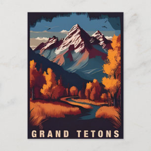 Reise im Vintage-Stil Grand Teton Nationalpark Wyo Postkarte