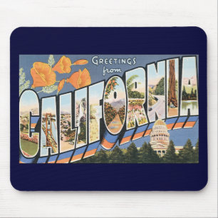 Reise im Vintage-Stil, Grüße aus Kalifornien Mohnb Mousepad