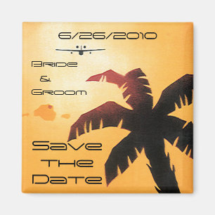 Reise im Vintage-Stil, Hawaii-Palmenbaum - Heirats Magnet