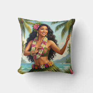 Reise im Vintage-Stil Hawaiian Hula Girl Kissen