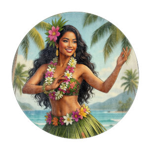 Reise im Vintage-Stil Hawaiian Hula Girl Schneidebrett