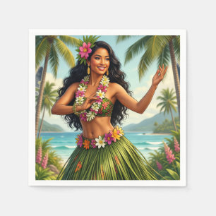 Reise im Vintage-Stil Hawaiian Hula Girl Serviette