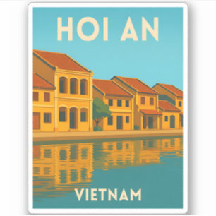 Reise im Vintage-Stil Hoi An Vietnam Retro-Panoram Aufkleber