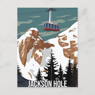 Reise im Vintage-Stil Jackson Hole Wyoming retro Postkarte
