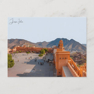 Reise im Vintage-Stil Jaipur Indien Farbiger Rajas Postkarte