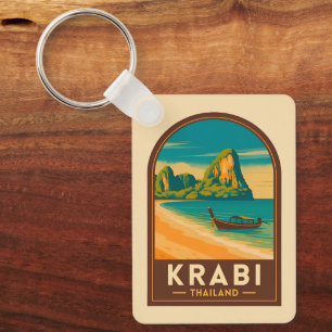 Reise im Vintage-Stil Krabi Thailand Railay Beach  Schlüsselanhänger