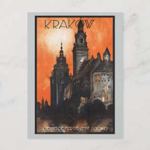 Reise im Vintage-Stil Krakau Polen Eisenbahnen Postkarte