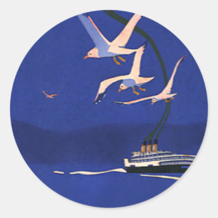 Reise im Vintage-Stil, Kreuzfahrt in Alaska Runder Aufkleber