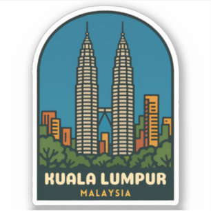 Reise im Vintage-Stil Kuala Lumpur Malaysia Retro- Aufkleber