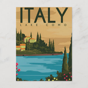 Reise im Vintage-Stil Lago di Como Italien Lombard Postkarte